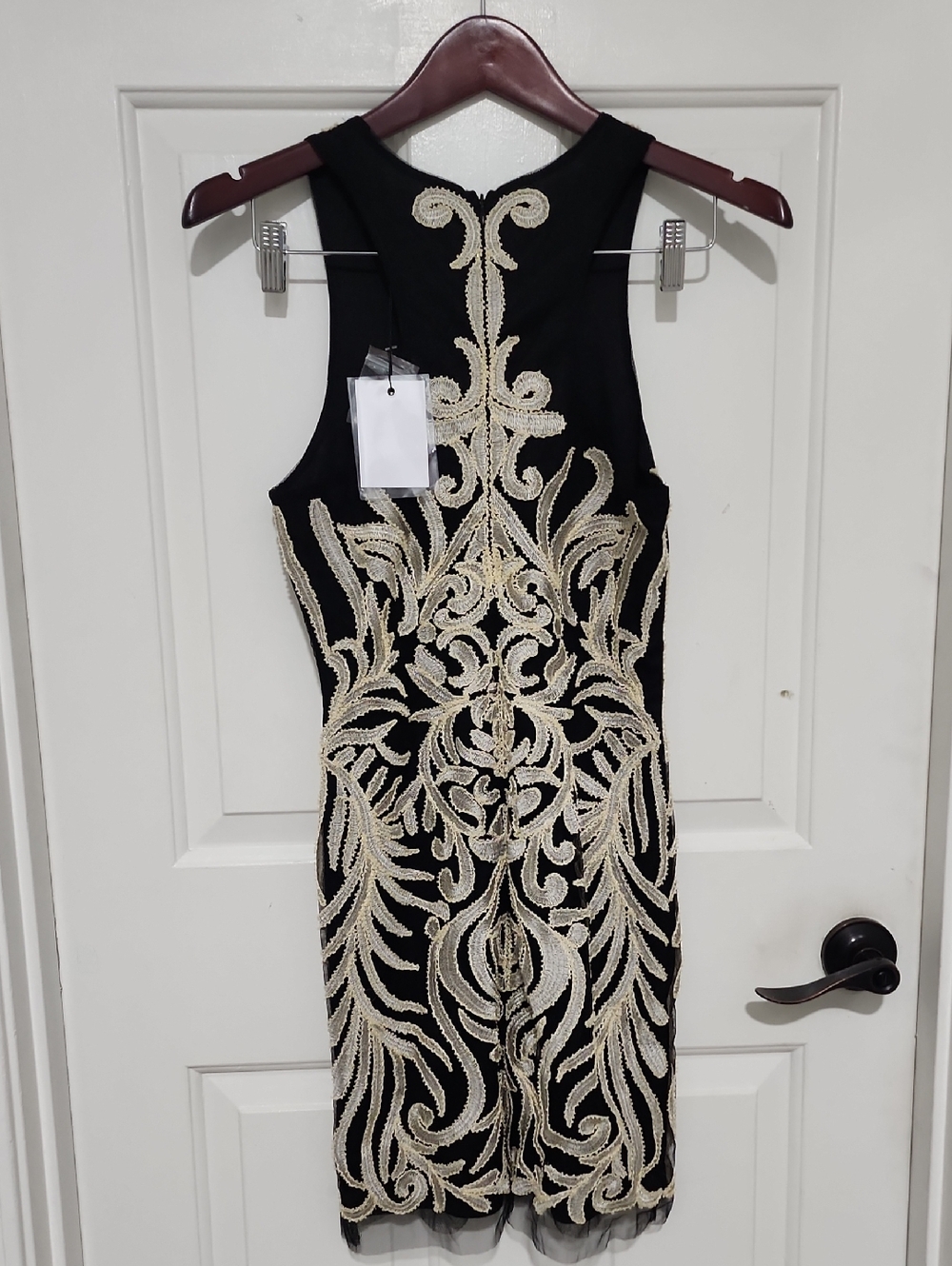 Elegant Black Dress with Gold Embroidery